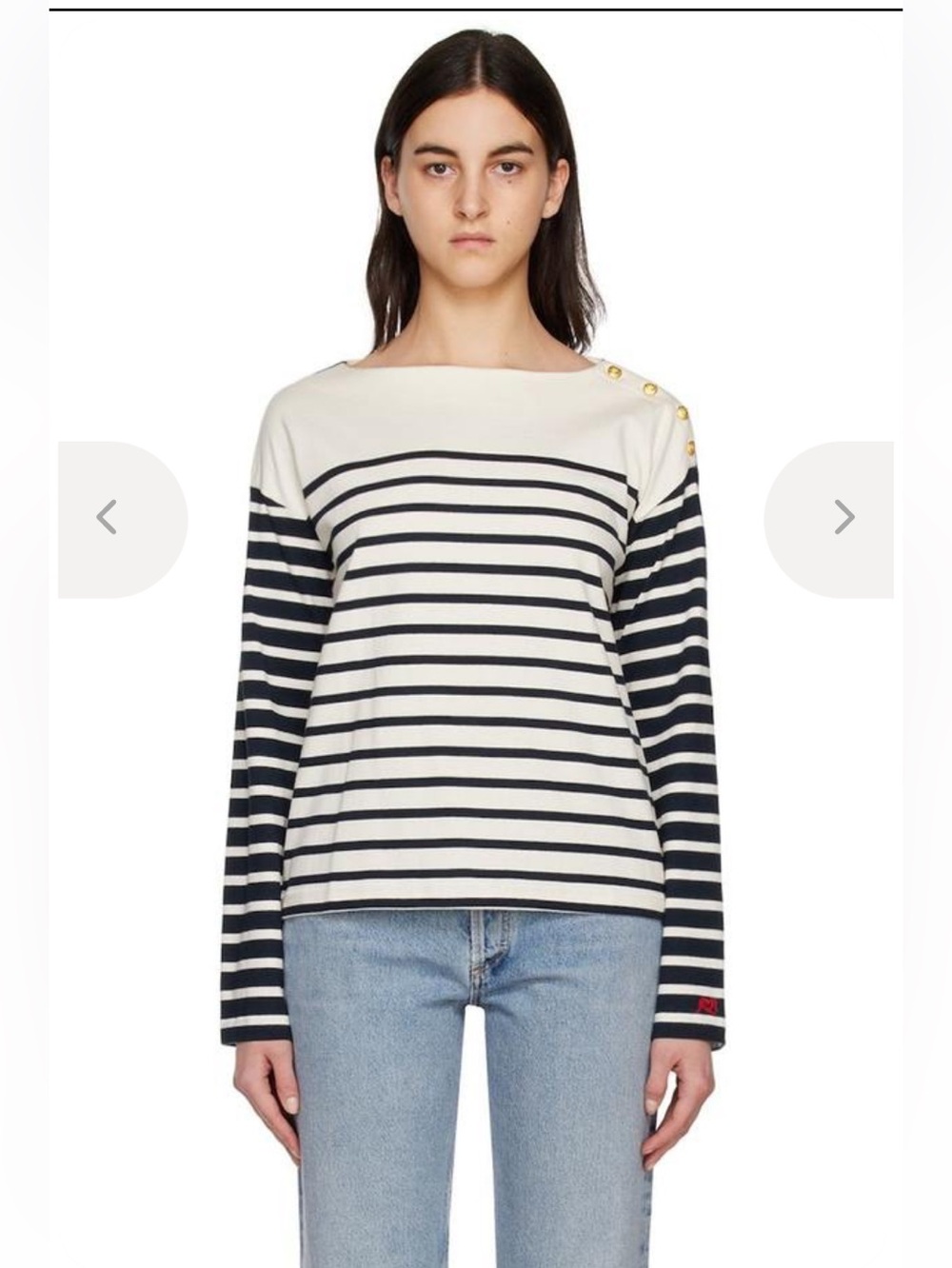 Rag & Bone Striped Round Neck Shirt Top nautical stripe BLUE off WHITE GOLD
